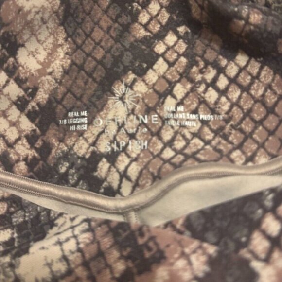 AERIE OFFLINE Real Me Brown Snake Skin Print Hi-Rise Crossover 7/8 Leggings Sz S - Picture 6 of 7